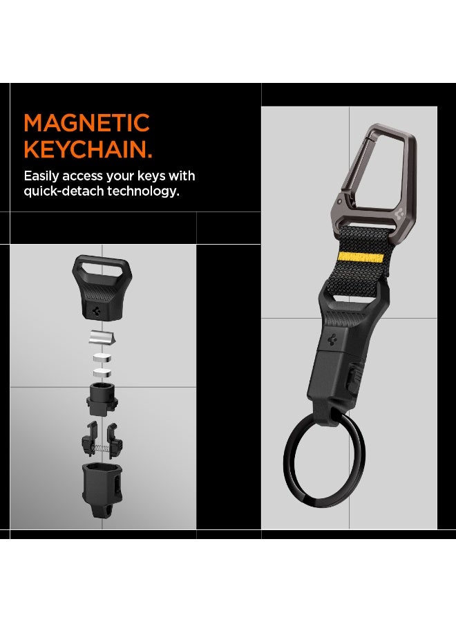 Spigen كارابينر الحياة مع حامل مفاتيح مغناطيسي، سلسلة مفاتيح قابلة للفصل، نظام قفل آمن، حلقة سلسلة مفاتيح لمفاتيح السيارة والمنزل - أسود - Image 2